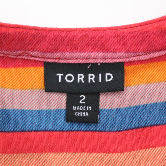 Torrid Womens 1X Colorful Gauze Striped Harper Sleeveless Blouse Top - Picture 4 of 4